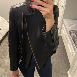 Zara Black and Gold Leather Combo Jacket - Small